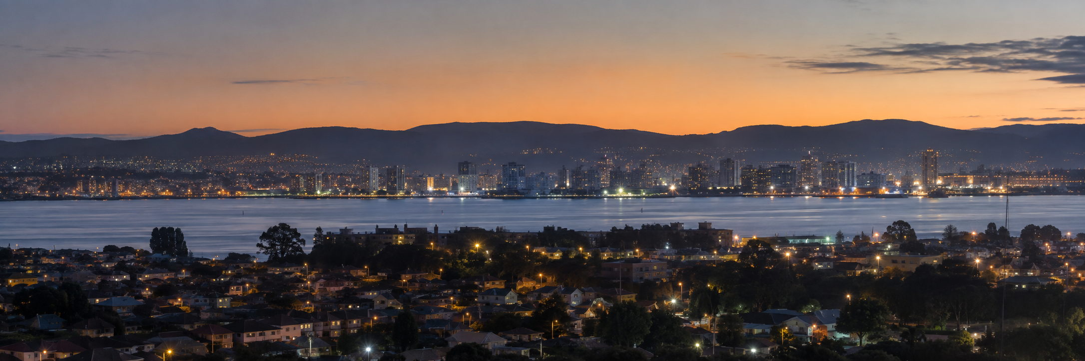Concepción at dusk viewed from San Pedro de la Paz, Chile