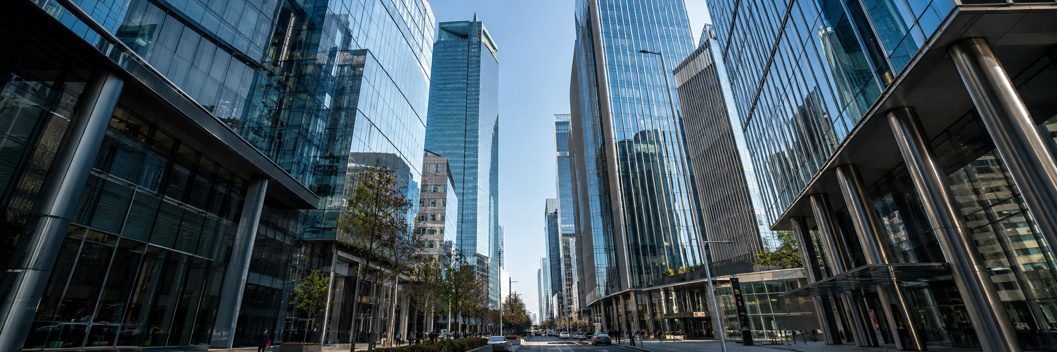 Street-level view of the Sanhattan business district in Santiago, Chile